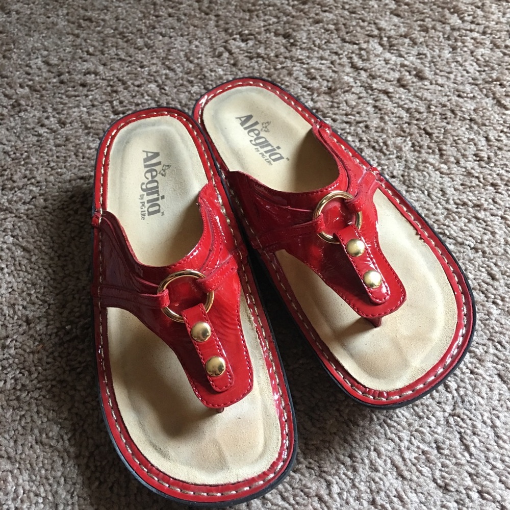 Alegria red patent leather sandals
